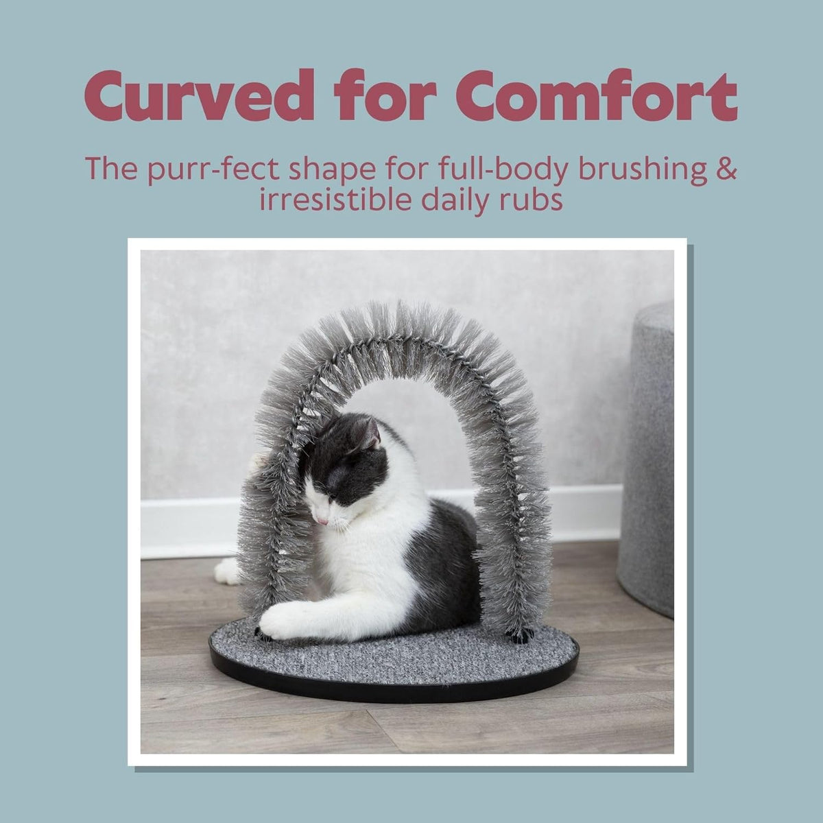 TRIXIE 13-in Cat Self-Grooming Arch with Carpet Scratcher, Gray – Essentials for Cats - image 4