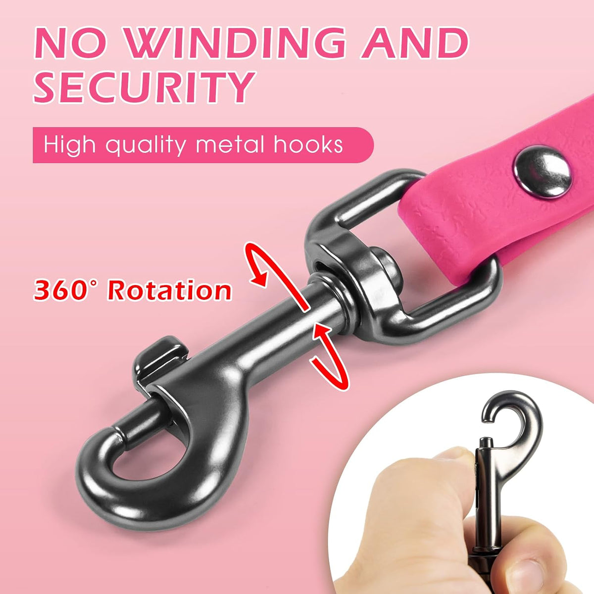 Wolfone Waterproof Dog Leash 10FT Long Line Training Leash for Dogs – Essentials for Dogs - 50ft x 0.52 IN / Pink - image 2