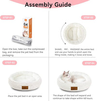 20in Cream Round Cat Dog Bed Gift for Large Medium Small Dogs Cats, Machine Washable Sleeping Sofa, Non-Slip Bottom Breathable Soft Calming Pet Cuddler for Indoor/Outdoor/Car/Cage