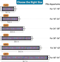 hygger Aquarium LED Light Fish Tank Full Spectrum Lighting with 24/7 Day-Night Cycle Mode & Auto On/Off Timer, 7 Colors Options, Dimmable, Extendable Bracket for 12~18inch Freshwater Plant Tank