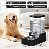 2.4Gallon Dog Water Bowl Dispenser for Dogs:Leak Resistant Waterer – Essentials for Dogs - Black with Lid / 9L - image 3