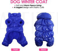 Dog Coat Waterproof Dog Jacket Fullbody Dogs Winter Coat Snowsuit – Essentials for Dogs - Blue / X-Large - image 3