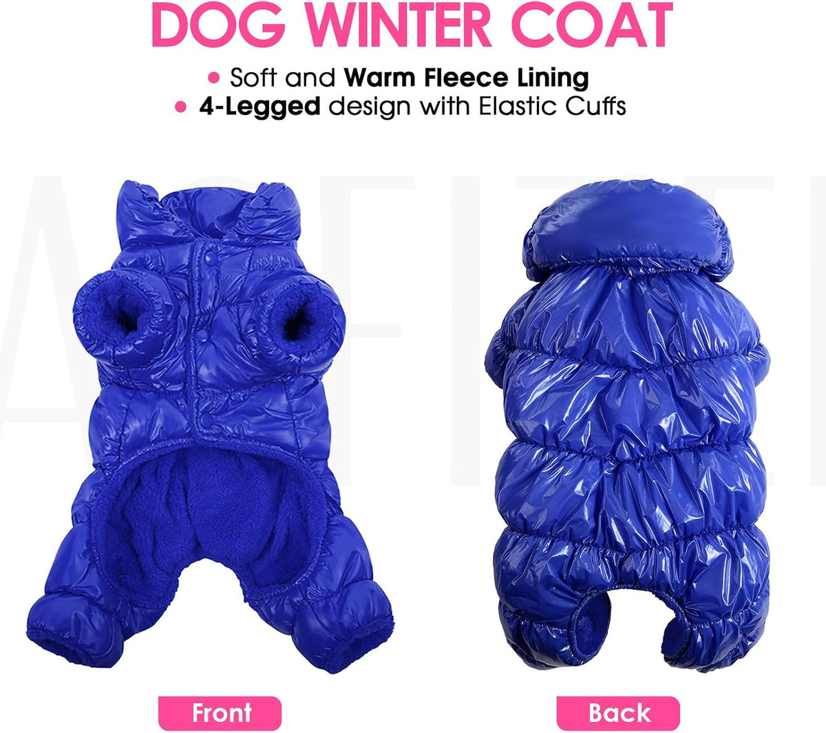 Dog Coat Waterproof Dog Jacket Fullbody Dogs Winter Coat Snowsuit – Essentials for Dogs - Blue / X-Large - image 3