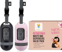 SVD.PET Dog Poop Bag Dispenser, Waste Bag Retractable, Black – Essentials for Dogs - 2-Pack -Black/Primrose Pink