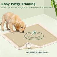 MIZOK Puppy Pads Small 22x22 Pee Pads for Dogs Bamboo Odor Eliminating & 6-Layer Absorbent Leak-Proof Dog Pee Pads Potty Training with Adhesive Tabs, Disposable (50 Counts)