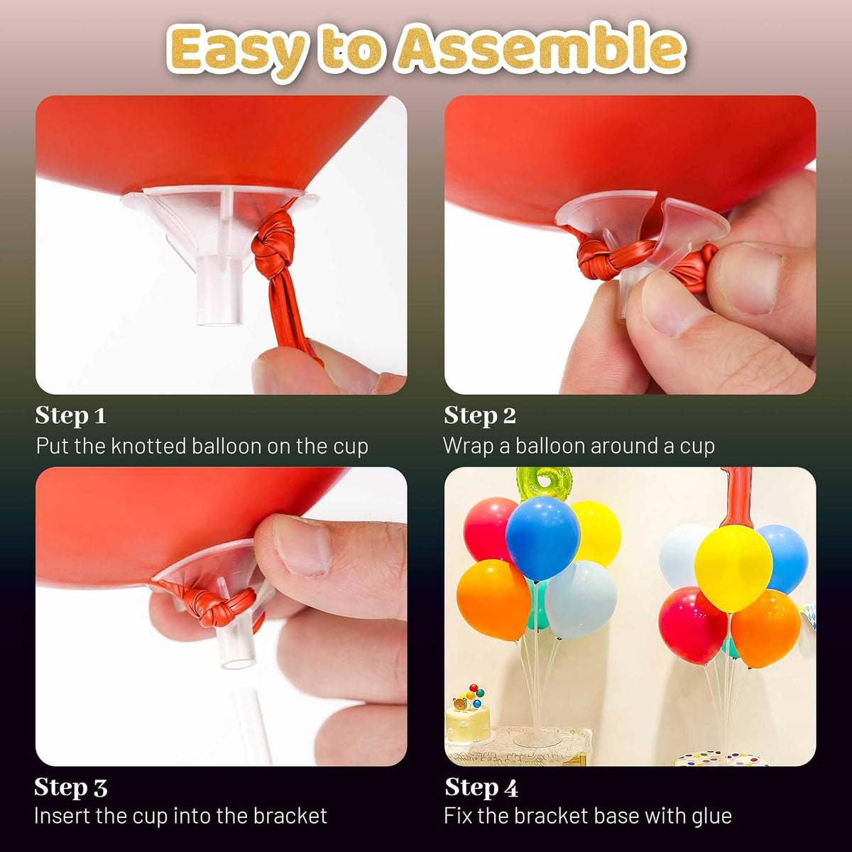 JOYYPOP 4 Sets Balloon Stand Kit For Table - 10 Pack Clear - image 4