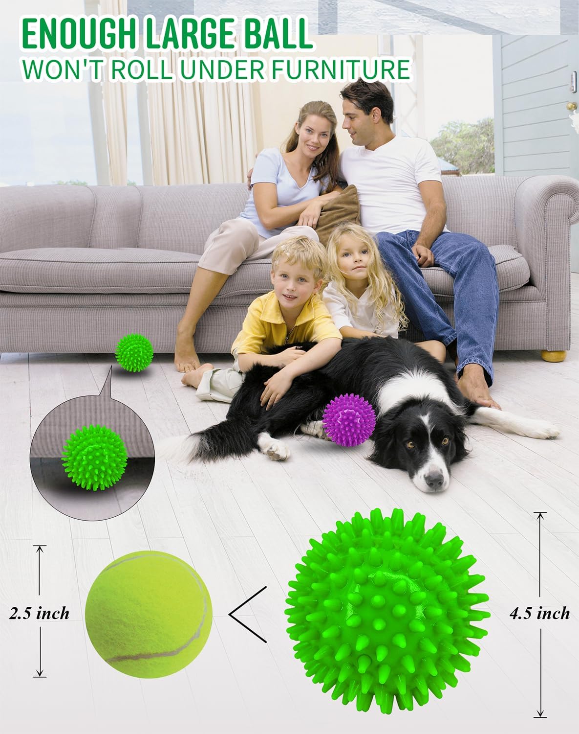 Pweituoet 4.5” Heavy Duty Squeaky Dog Balls for Medium Large Dogs - 4.5" 4apck - image 2