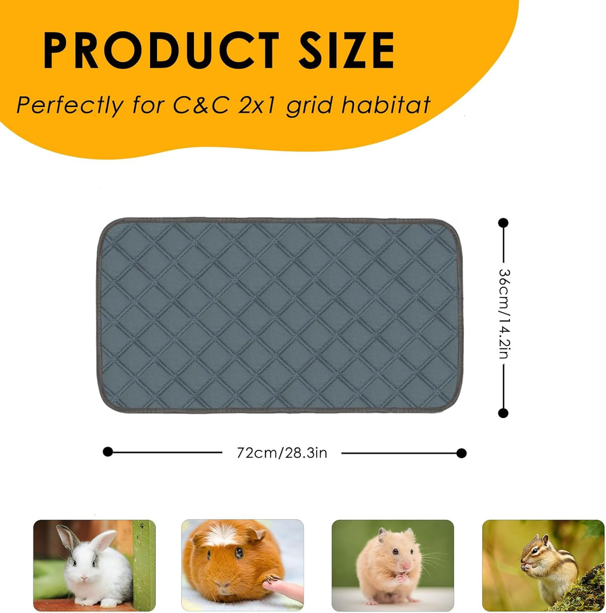 4 Pack Guinea Pig Cage Liners Washable Guinea Pig Bedding Reusable - Dark Grey / 28" x 14" (4 Pack) - image 2