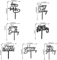 10 PCS Black Happy Birthday Cake Topper Acrylic Cupcake Topper - Gold&silver&black&rose Gold - image 2