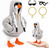 7inch Desk Goose Outfits, Mini Desktop Goose Clothes with Sunglasses & Necklaces, Brown Leopard - Grey / 7 Inch