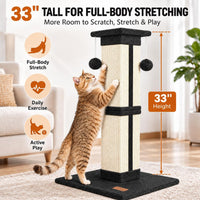 Cat Scratching Post 33 Inch for Indoor Cats - Black - image 2