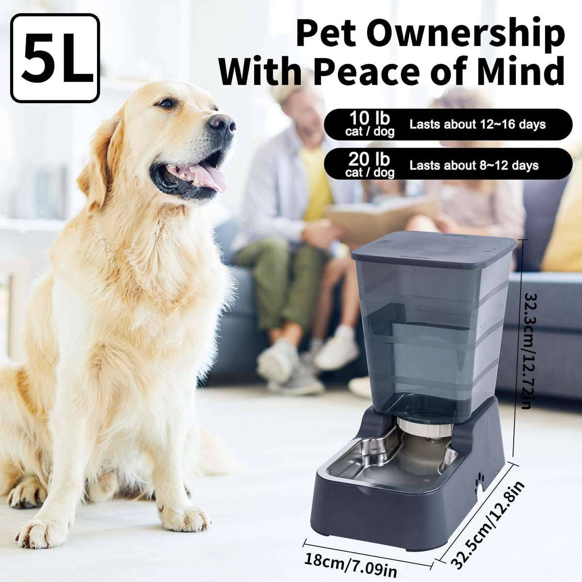 Meikuler Pets Auto Feeder 5.2L - Navy - image 4