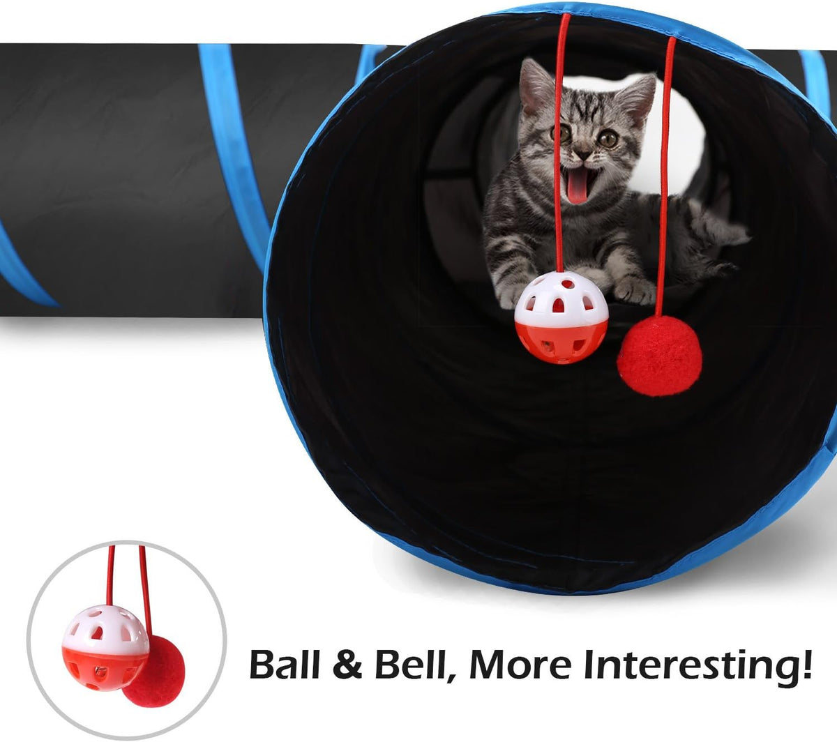 Pawaboo Cat Tunnel, Cat Tunnels for Indoor Cats - Blue / 4 Way - image 4