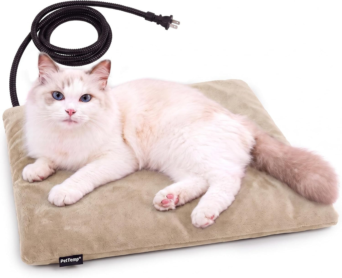 Cat Heating Pad, Heated Cat Bed, MET Safety Listed - Beige / Small: 16" x 13" x 1.6"