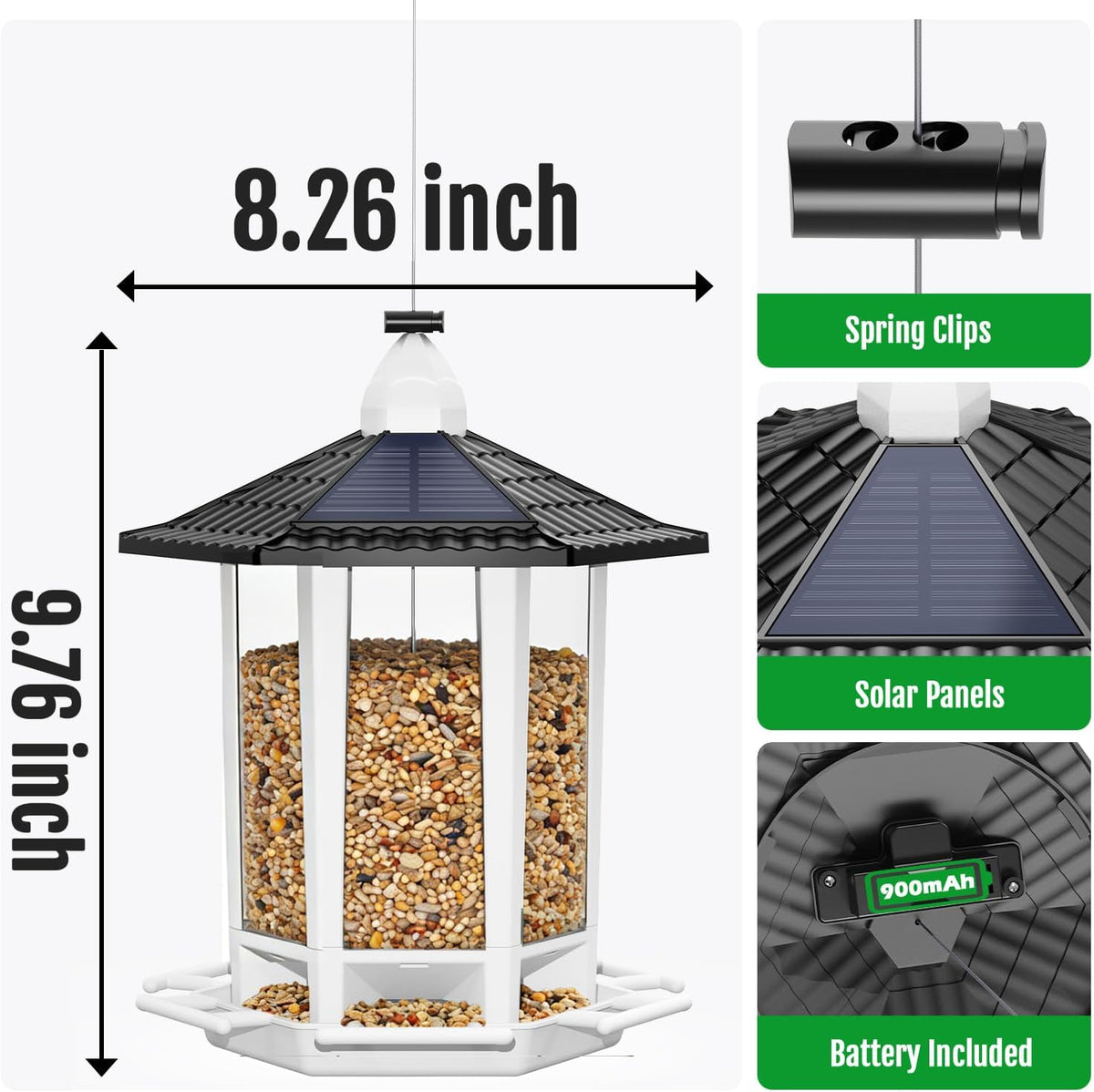 Birdream 2 Pack Solar Bird Feeders for Outdoors Hanging - Black&White / 2 Pack - image 2