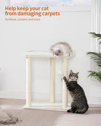 Modern Cat Tree for Large Cats, Full Sisal Cat Scratching Post – Essentials for Cats - White / 22"L x 15.7"W x 26.7"H - image 2