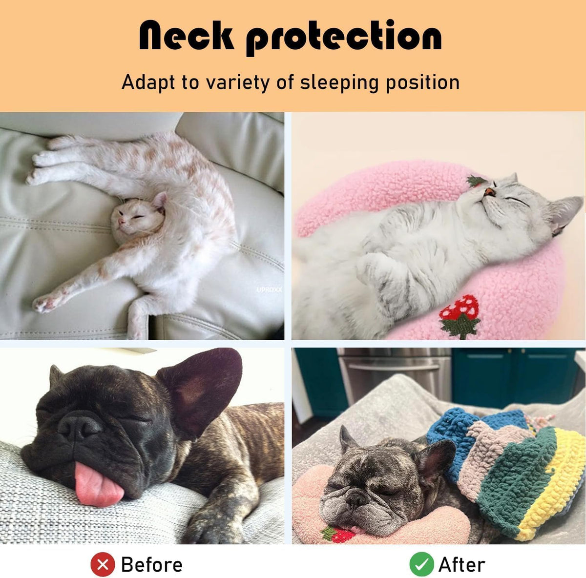 U-Shaped Calming Pillow for Cats and Dogs - Pink - image 4