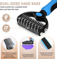Large Slicker Brush for Dogs - 3PC Pet Grooming Kit - Undercoat Rake & Stainless Comb | Long Pins Remove Mats on Poodles, Golden, Labradoodles | Thick Coat Deshedder for Dogs, Cats, Oak