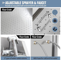 38" Dog Washing Station, Professional Stainless Steel Dog Bathing Station, Equipped with Three Anti-Slip Steps, Removable Door, Upgraded Spray Nozzle&Hose - Ideal for Home, Pet Grooming Salon,R-RAMP