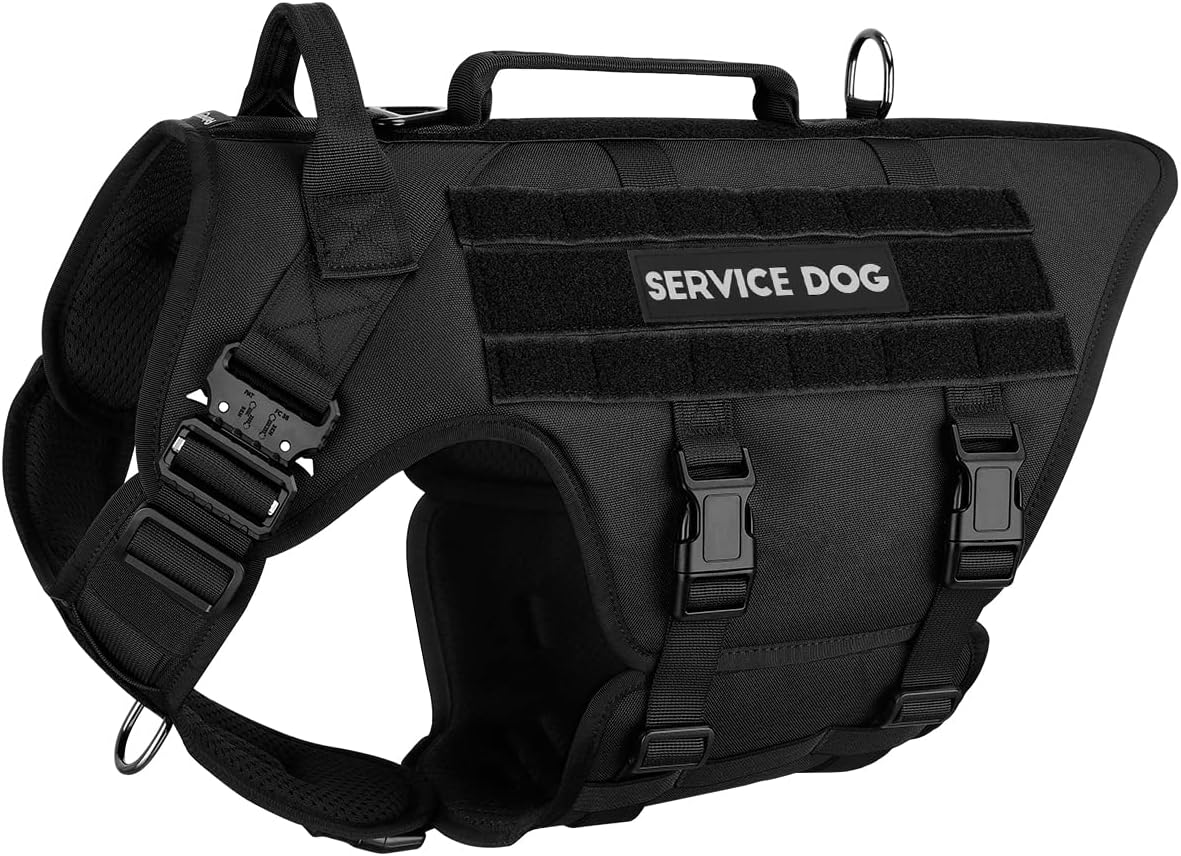 Petnanny Tactical Dog Harness Service Vest for Large Dogs L Pink – Essentials for Dogs - Black / Extended Back L (Chest: 28-39", Neck: 19-30")