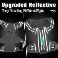 BARKBAY Dog Harness No Pull with ID Tag Pocket - Heavy Duty, Reflective, Easy Control for Large Dogs(Grey,M)