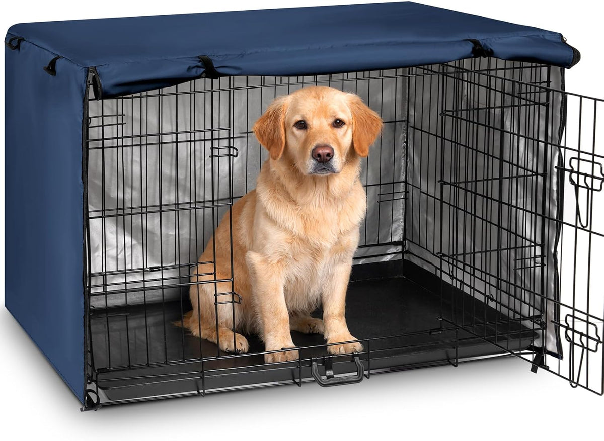 kefit Dog Crate Cover, Privacy & Light-Blocking Cover for Wire Dog Kennel/Cage, Fits Standard 48" - Navy Blue / 48 inch