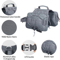 EXCELLENT ELITE SPANKER Nylon Dog Backpack with 2 Side Pockets - Grey / M-Chest 25.6-30" - image 2