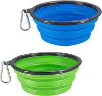 2-Pack Extra Large Size Collapsible Dog Bowl - Large / Blue and Green
