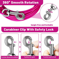 Dog Tie Out Cable, Dog Runner Cable – Essentials for Dogs - 15FT / Pink - image 2