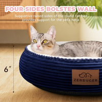 Zerbuger 20in Pink Round Dog Bed Sofa for Dogs Cats - Navy Blue / Small - image 2