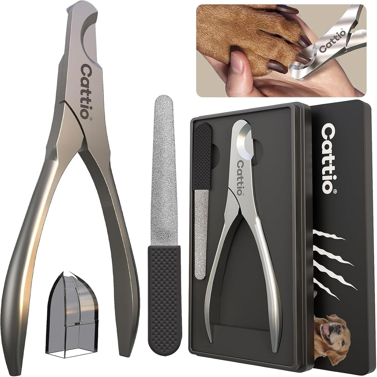Dog Nail Clippers, All Steel Material, Built-in Spring - Matte Pet Nail Clipper Set