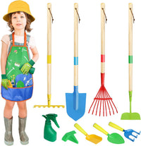 Magic4U 22 piece kids gardening tools set with shovel, rake, gloves and apron