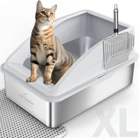 AIPERRO Stainless Steel Litter Box - Silver Grey / X-Large