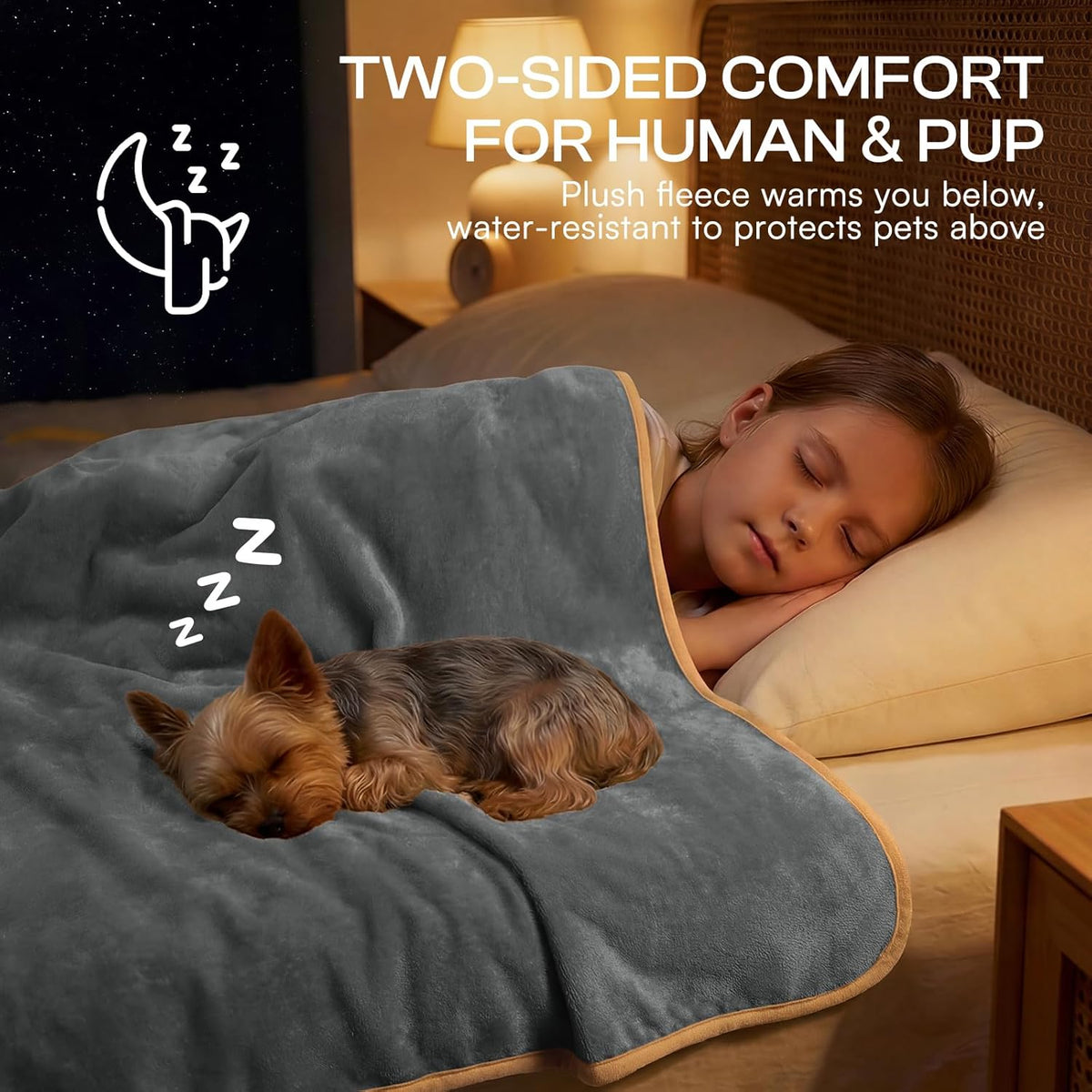 Luciphia Waterproof Pet Blanket - S (40" x28") / Grey+white - image 3