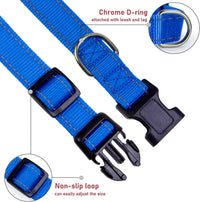 Reflective Dog Collar, Puppy Collar with Buckle Adjustable - Navy Blue / Small :Width 5/8",Neck 10-14" - image 3
