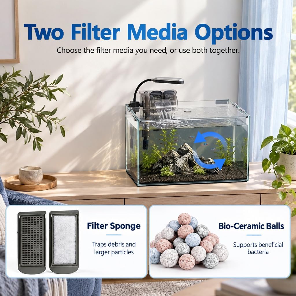 1.25 Gallon Fish Tank Small Glass Aquarium Kit Starter Set Dark - 6 Gallon - image 4