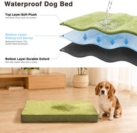 Large Plush Dog Bed for Crate with Washable Cover, 35x22 - 29.0"L x 18.0"W x 3.0"Th / Green - image 4