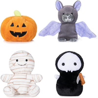 My OLi 9 inch Halloween plush bears 2 pack in pumpkin and wizard costumes with flip-top hats - view 6