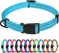 Small Dog Collar, Reflective Puppy Collar, 3/8" Width - Sky Blue / XS+: 5/8"x(8-12")