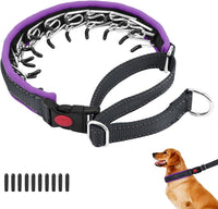 Martingale No Pull Dog Collar for Large Medium Small Dogs - L (19"-26" Neck, 1.5" Wide) / Black Purple