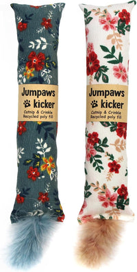 Jumpaws 2 Pack Natural Interactive Catnip & Silvervine Cat Kicker - Floral