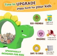 Summidate Wooden Dinosaur Piggy Bank - Green / Standard - image 3