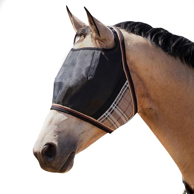 Kensington UViator CatchMask Horse Fly Mask with Web Trim UV Eye Protection Mask for Horse - Large, Deluxe Black