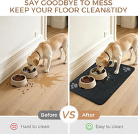 Dog Food Bowl Mat Pet Feeding Mat for Food Water 14.2x24In Grey – Essentials for Dogs - Black Rectangle / 24"L x 16"W - image 3