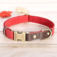 Didog Soft PU Leather Dog Collars for Small Dogs,Classic Adjustable Dog Collars with Quick Release Metal Buckle,Easy Clean and Comfortable with Nylon Lining,Red,S Neck 10-15"