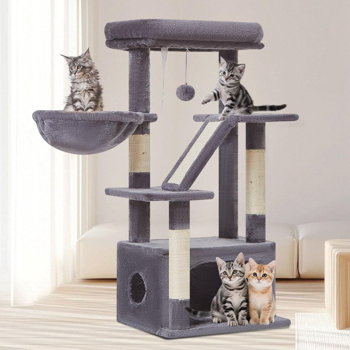 Taoqimiao Cat Tree, Suitable for Kittens - Smoky Gray / 38.5 Inches