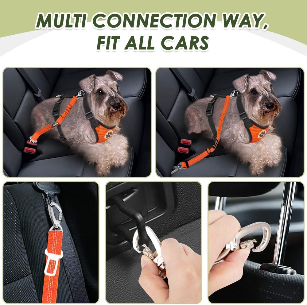 Lukovee Dog Car Harness Seat Belt Set - X-Small / ·Orange - image 2