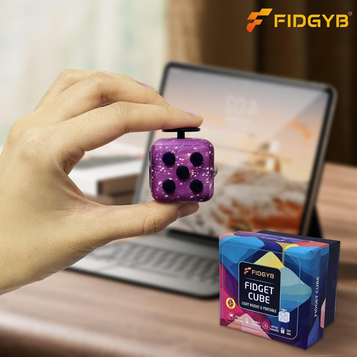 Cube Fidget Toy for Adults & Kids, Smooth - LGB+ST - image 3