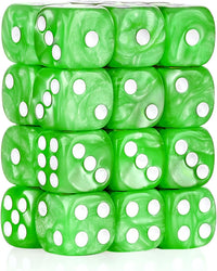 24 of Pack 16MM 6 Sided Dice Set, Two Colours D6 Game Dice Set - 16mm Green Pearl