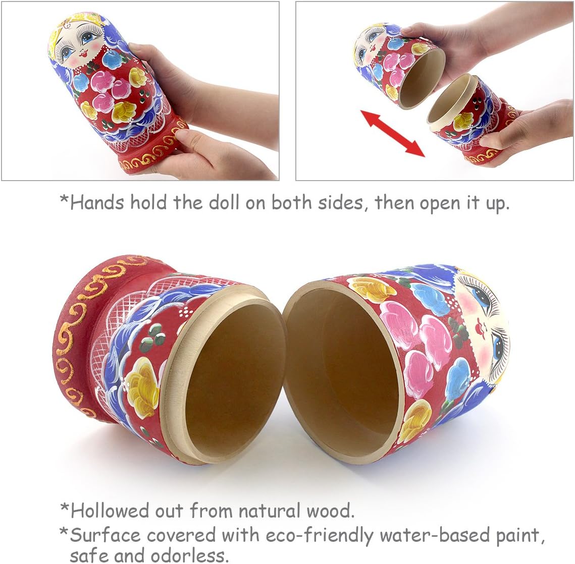 Starxing Russian Nesting Dolls Wood Matryoshka Stacking Set of 7 - Traditional - image 3